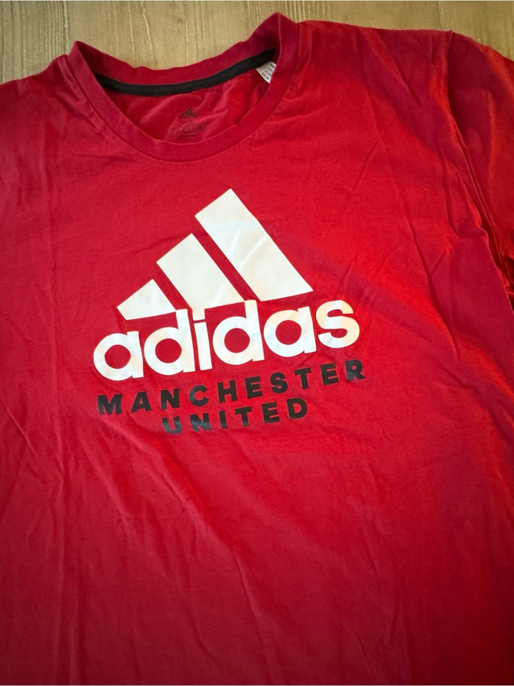 Adidas Red Crewneck Tee with Black Trim